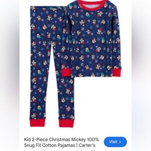 Carter's Navy and Red Mickey Holiday Pajama Set | Boys Size 14